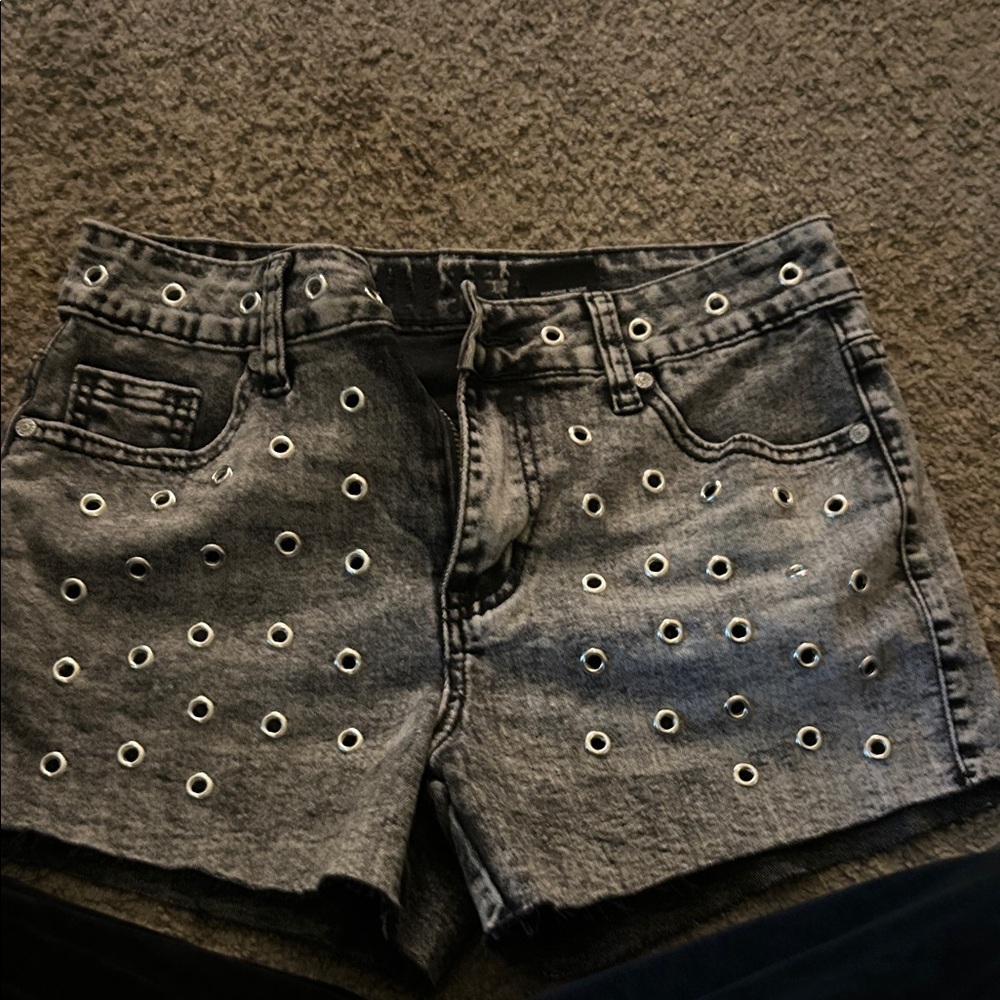 VIP Gray Eyelet Jean Shorts